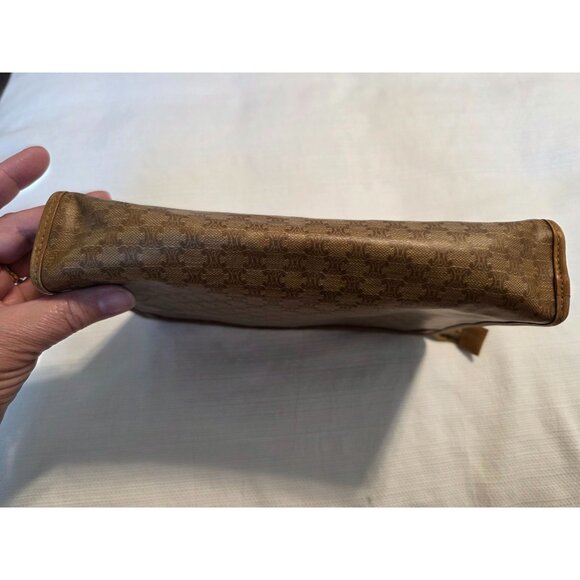 CELINE Vintage Macadam Coated Canvas Clutch Pouch Brown Logo Paris - Picture 7 of 10